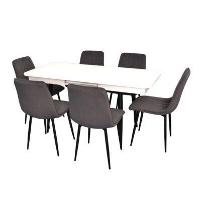 Set masa si scaune Evelin DT 431-1R B + 6 scaune XR-154 B/Dark Grey 57