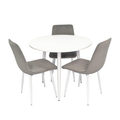 Set masa si scaune Evelin DT 404-5 + 3 scaune XR-154 White/Light Grey