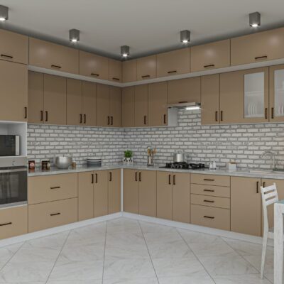 Bucătărie modulara cu fațadă MDF Vopsit Grey Beige 2.90/3.40 m
